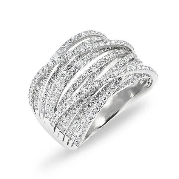 oval cut ladies rings-Platinum Diamond Multi CrossOver Ring