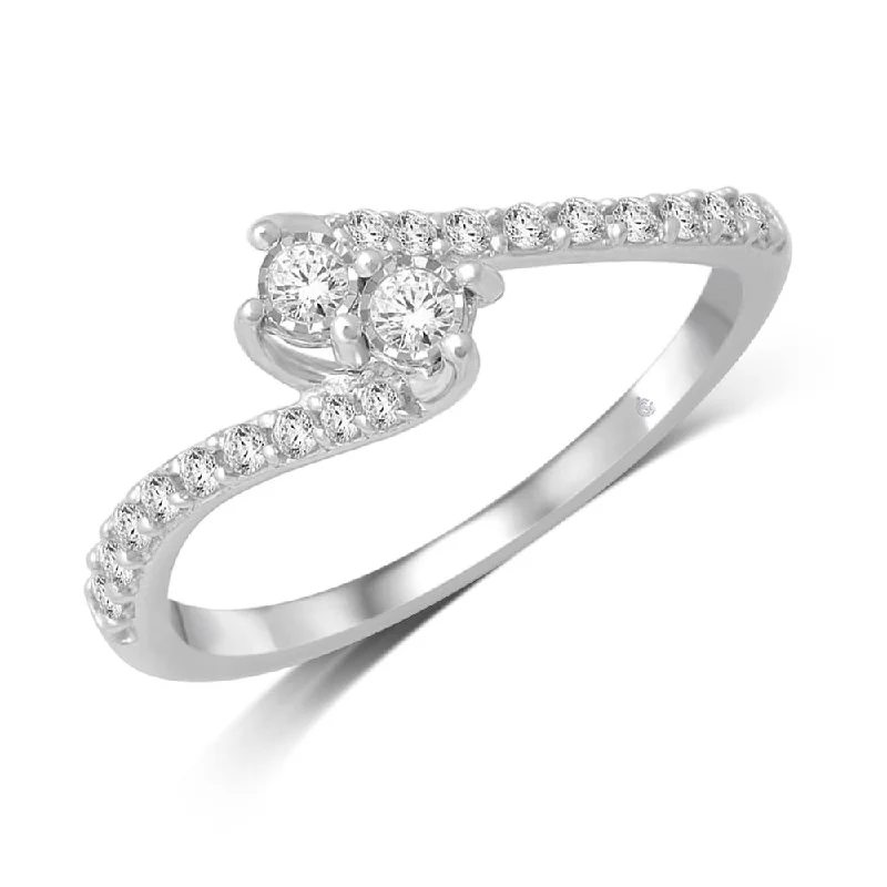 ladies engagement rings-14K White Gold 1/4 Ct.Tw. Diamond Fashion Ring