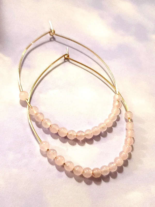 affordable ladies earrings-Rosa Quartz Hoop Earrings