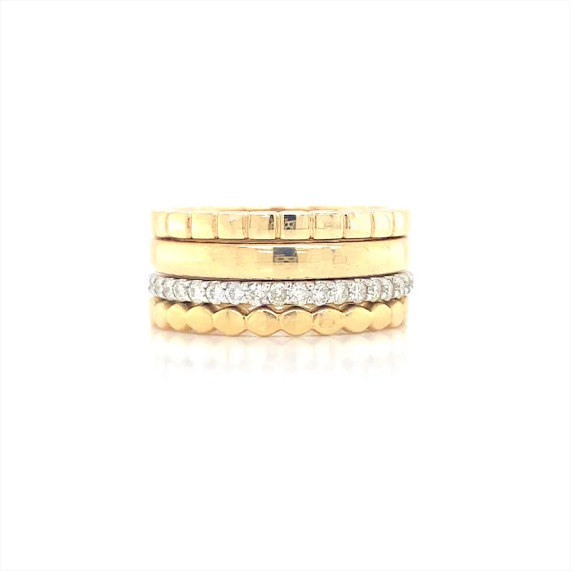 ladies rings with diamonds and sapphires-14K Yellow& White Gold Diamond Ring Set