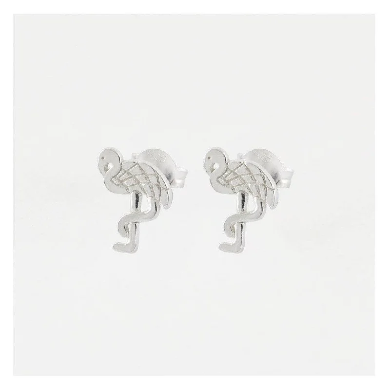 chic drop earrings for ladies-Kingsley Ryan Flamingo Stud Earrings - Sterling Silver