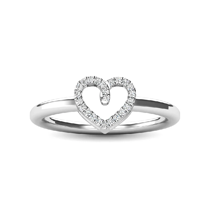 ladies rings with moonstone-10K White Gold 1/20 Ctw Diamond Heart Ring