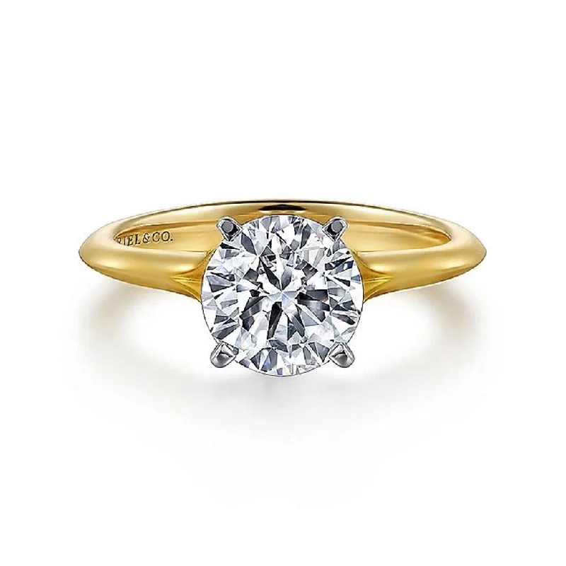 custom-made diamond engagement rings for women-14K White And Yellow Gold 'Ellis' Round Diamond Engagement Ring