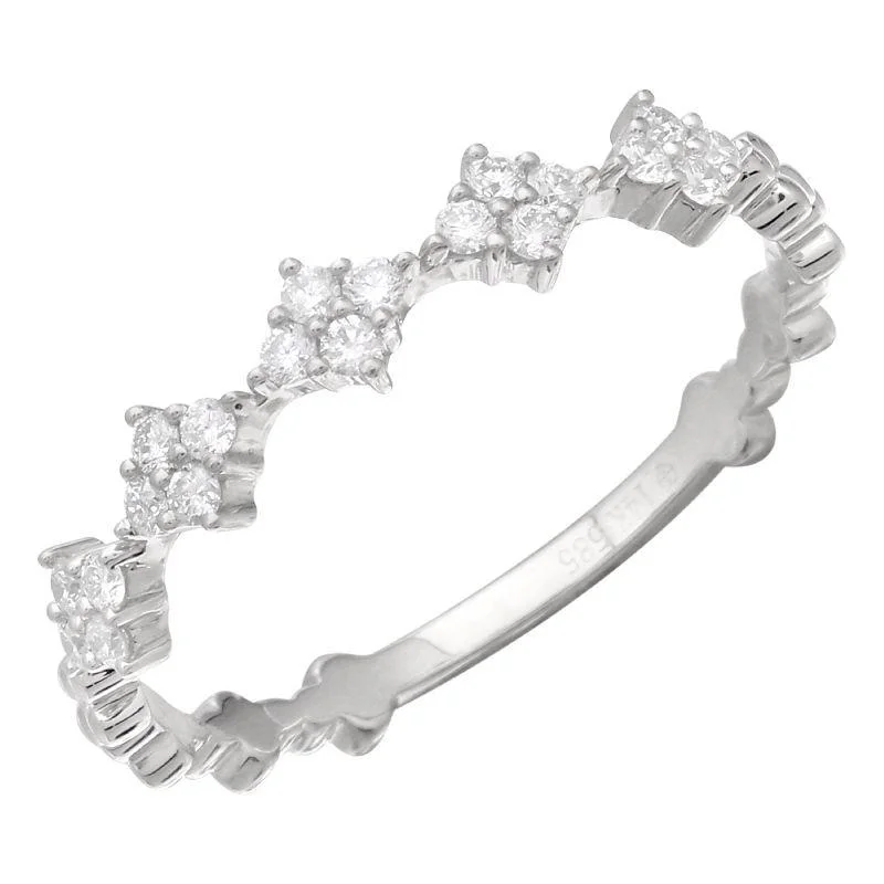 round cut ladies rings-14K White Gold Diamond Stackable Ring