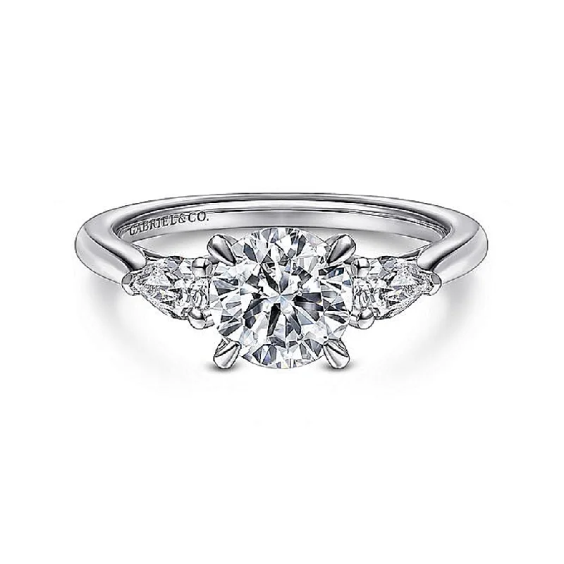 custom designed engagement rings for women-14K White Gold 'Sunday' Three Stone Round Diamond Engagement Ring