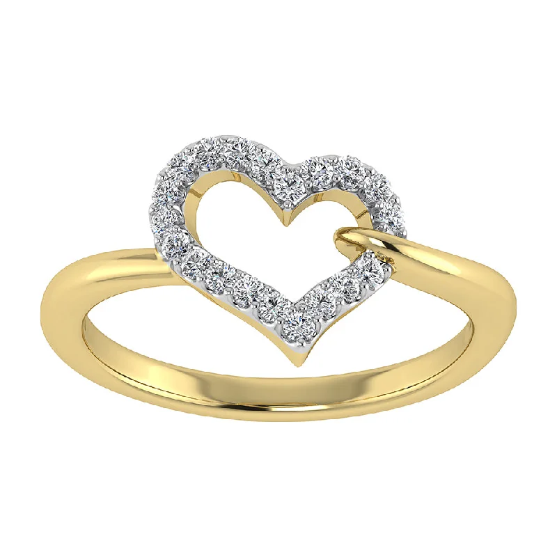 birthstone ladies rings-10K Yellow Gold 1/6 Ct.Tw. Diamond Heart Ring