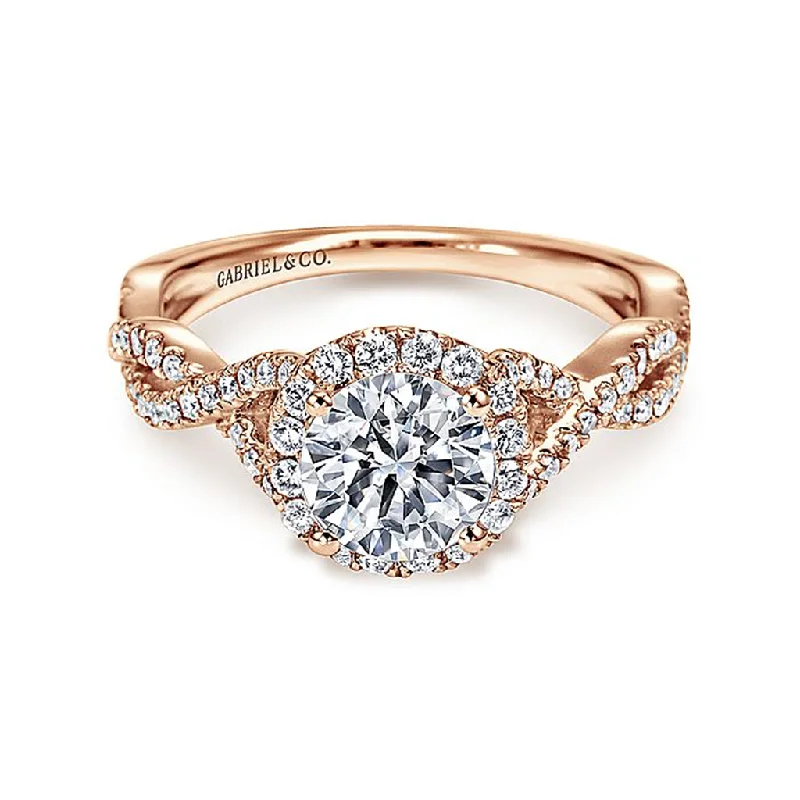 women’s engagement rings with vintage style-14K Rose Gold 'Marissa' Halo Round Diamond Engagement Ring