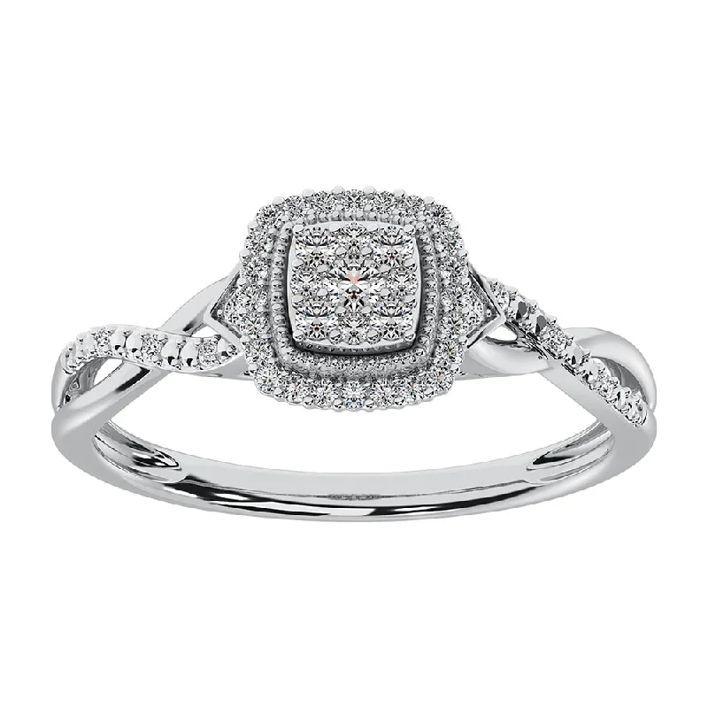 affordable sterling silver ladies rings-10K White Gold 1/5 Ct.Tw. Diamond Promise Ring