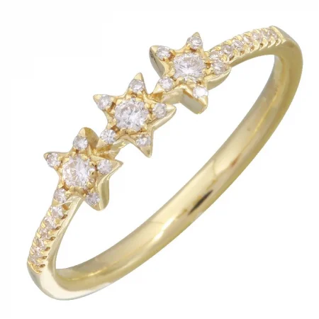 infinity ladies rings-14K Yellow Gold Diamond Triple Star Ring