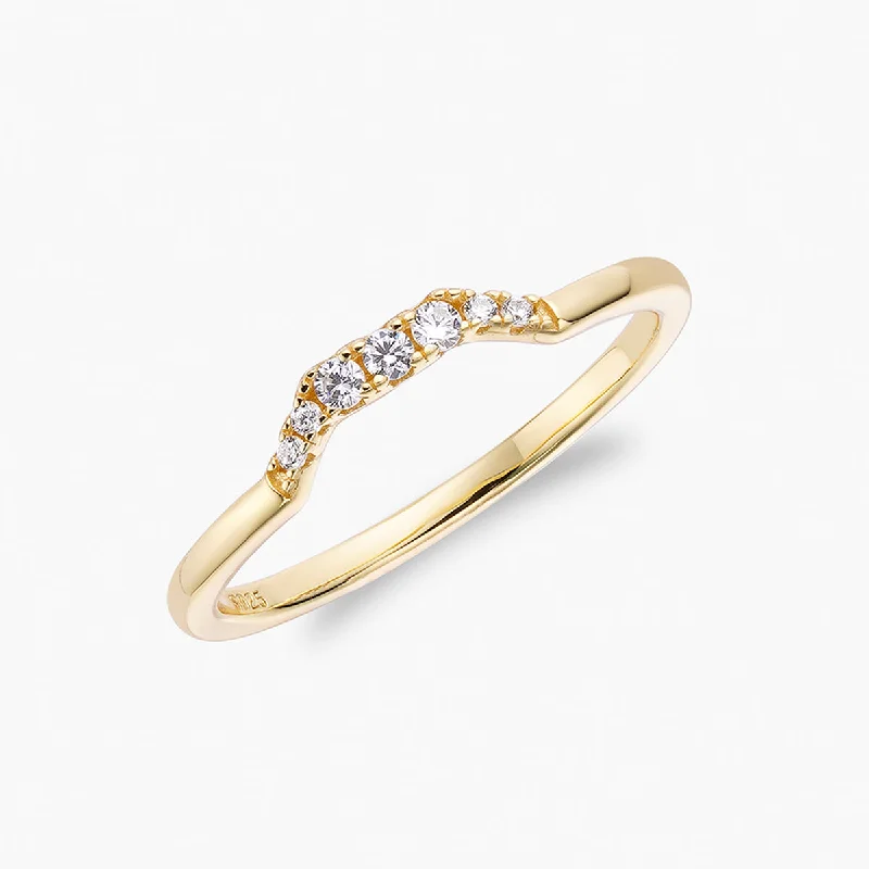 affordable sterling silver ladies rings-Pavé Hex | Stacking Ring