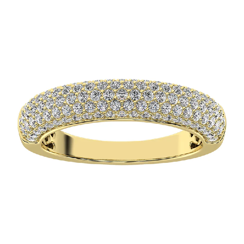 ladies adjustable rings-14K Yellow Gold 3/4 Ct.Tw. Diamond Pave Set Fashion Band