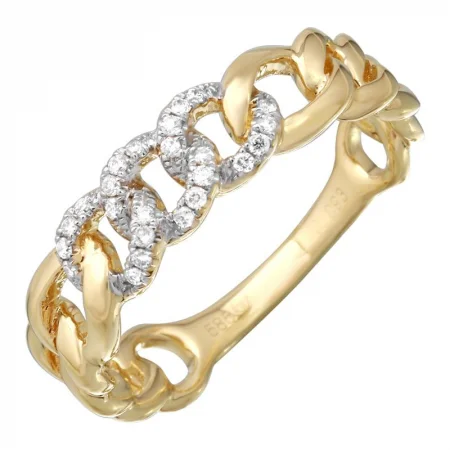 vintage style ladies rings-14K Yellow Gold Diamond Link Stacking Ring