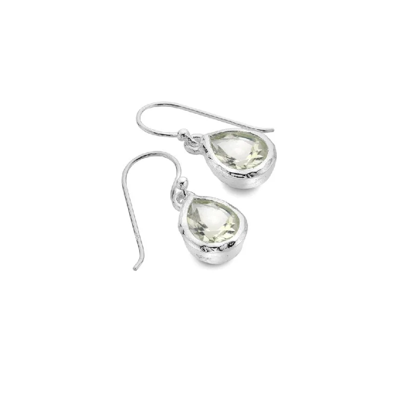 women’s heart-shaped earrings-Sea Gems Silver Green Quartz Ocean Droplet Earrings