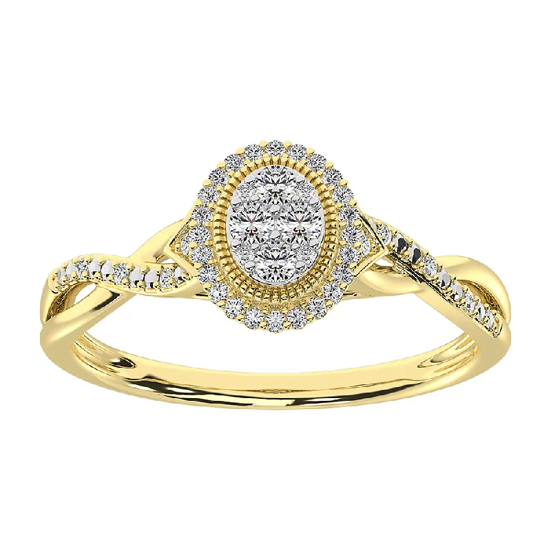 fashion gemstone ladies rings-10K Yellow Gold 1/5 Ct.Tw. Diamond Oval Shape Promise Ring