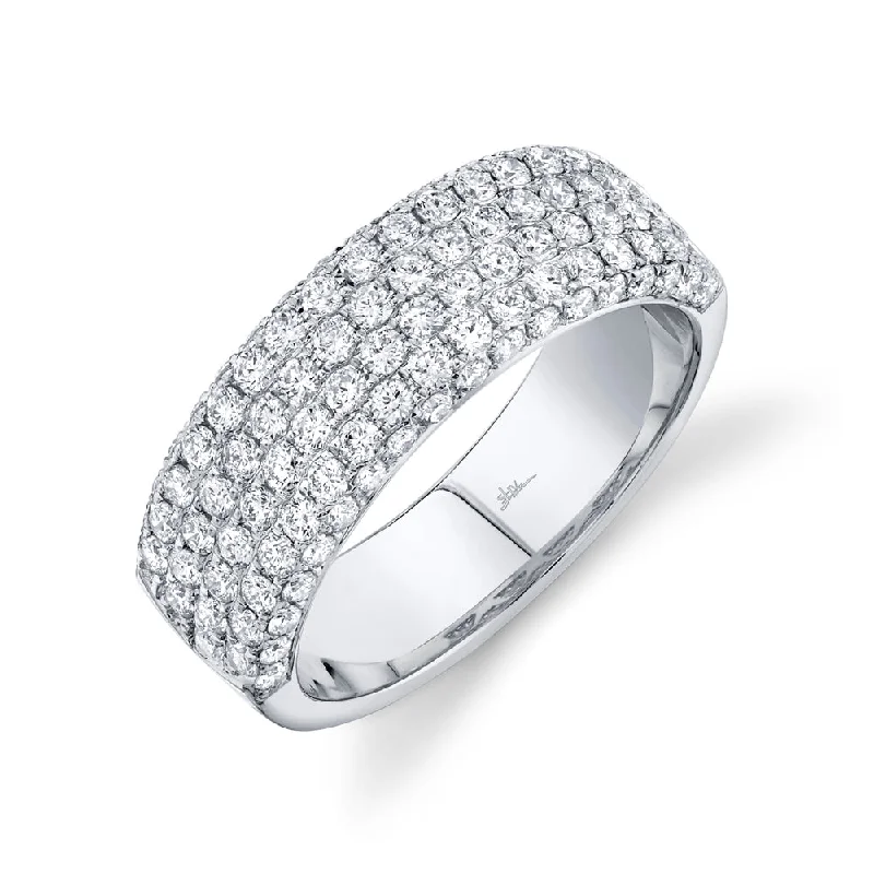 platinum wedding bands for ladies-14K White Gold Diamond Lady's Pave Band