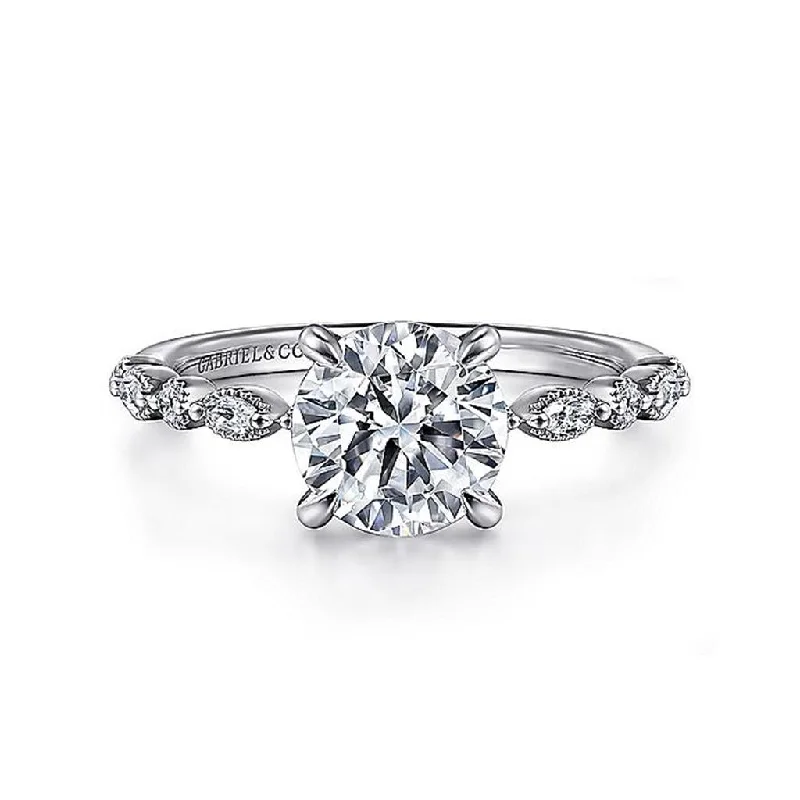 simple ladies engagement rings-14K White 'Lanna' Classic Round Diamond Engagement Ring