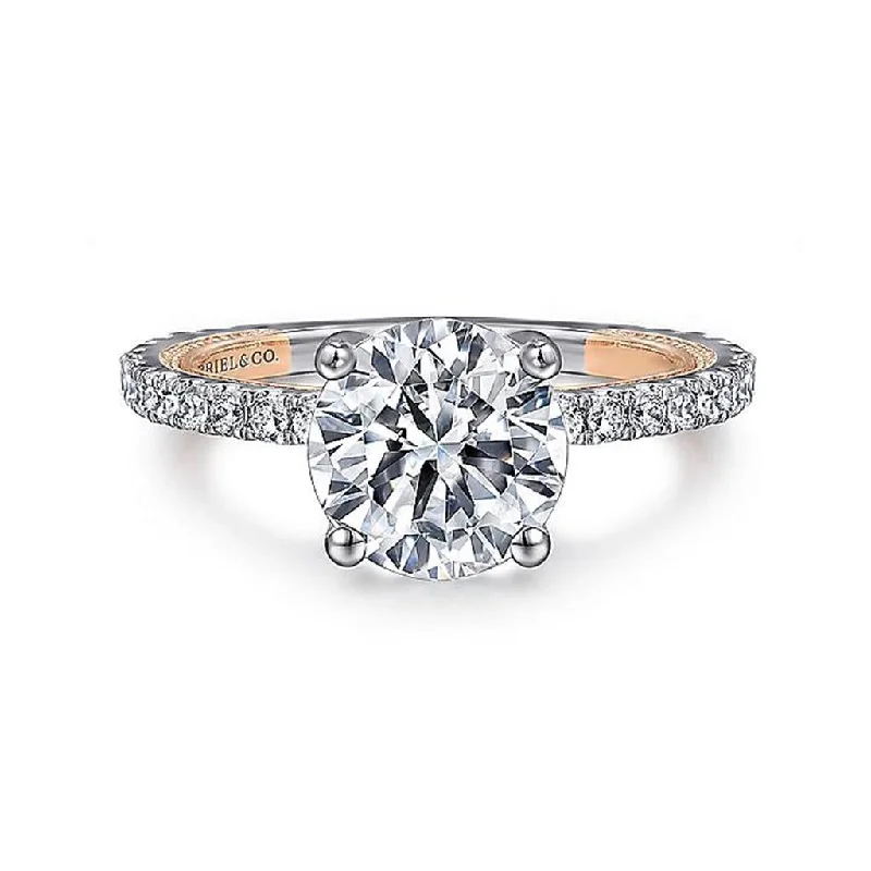 luxury engagement rings with diamonds for women-14K White And Rose Gold 'Danita' Classic Round Diamond Engagement Ring