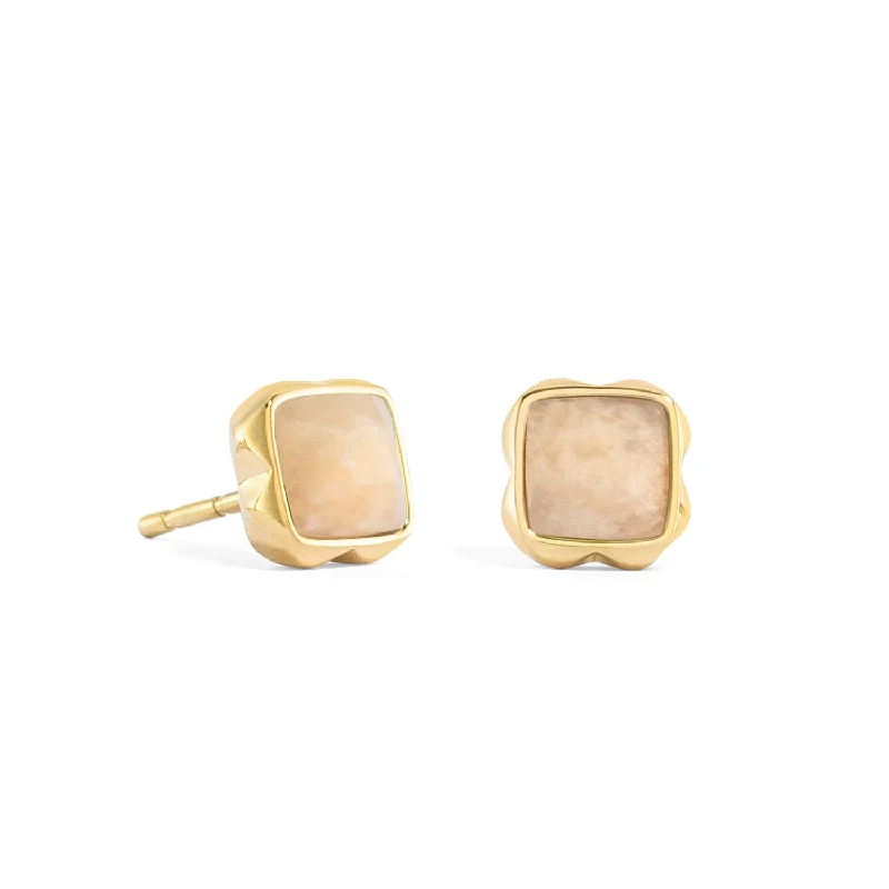 earrings for formal occasions-Coeur De Lion Gold June Birthstone Cream Jade Earrings