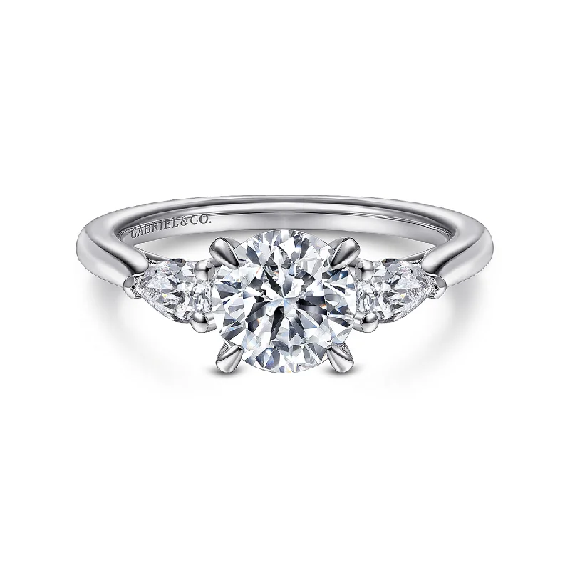 three stone engagement rings for ladies-Platinum 'Sunday' Three Stone Round Diamond Engagement Ring