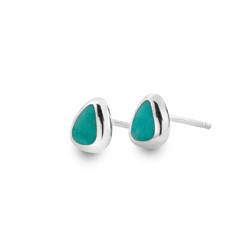 women’s emerald earrings-Turquoise Stone Pebble Stud Earrings