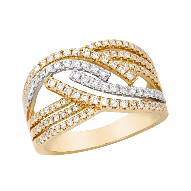 two-tone ladies rings-TWO-TONE GOLD AND DIAMOND STATEMENT RING, .61 CT TW