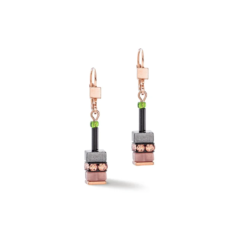 statement earrings for ladies-Coeur De Lion Sparkling Classic Elements Rose Gold Autumn Earrings