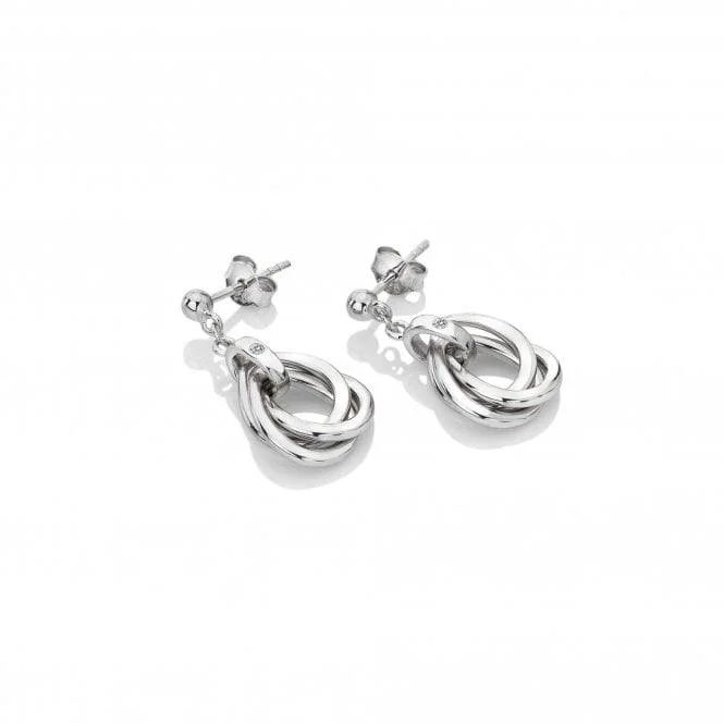 sterling silver ladies earrings-Hot Diamonds Silver Trio Teardrop Earrings