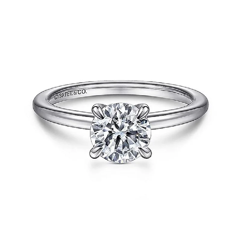 unique engagement rings for ladies-14K White Gold 'Ali' Round Diamond Engagement Ring