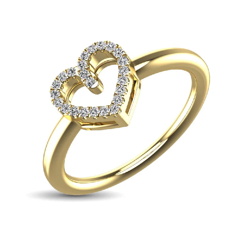 personalized rings for ladies-10K Yellow Gold 1/20 Ctw Diamond Heart Ring