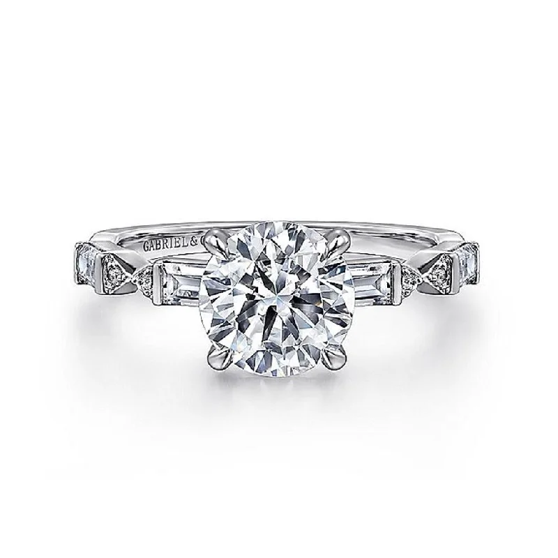 women’s engagement rings with moissanite-14K White Gold 'Dariella' Classic Round Diamond Engagement Ring