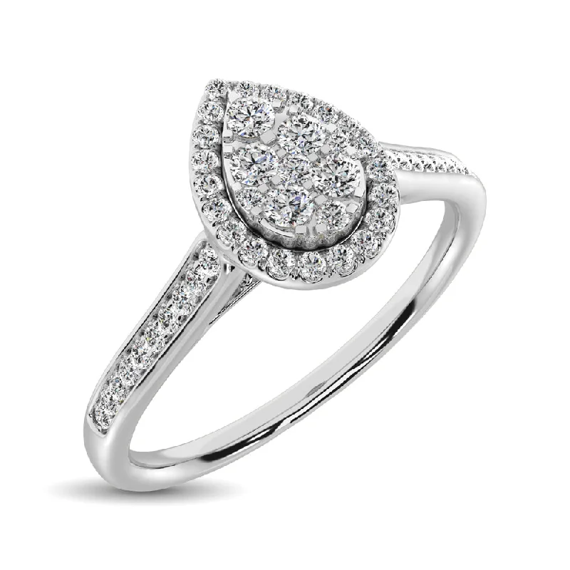 ladies engagement rings-10K White Gold 1/4 Ct.Tw. Diamond Heart Ring