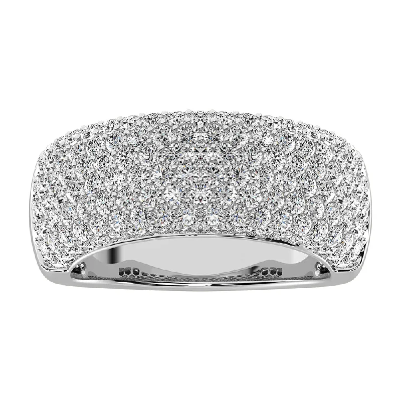 large gemstone ladies rings-14K White Gold 2 Ct.Tw. Diamond Pave Set Fashion Band