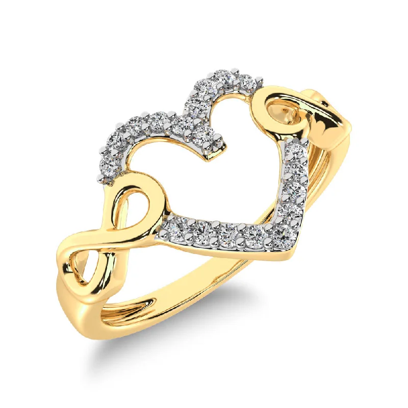 custom wedding rings for ladies-10K Yellow Gold 1/8 Ct.Tw. Diamond Heart Ring