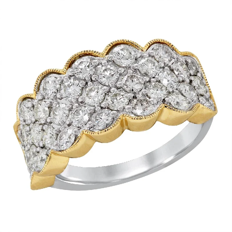 solitaire ladies rings-TWO-TONE GOLD DIAMOND PAVE FASHION RING, 1.60 CT TW