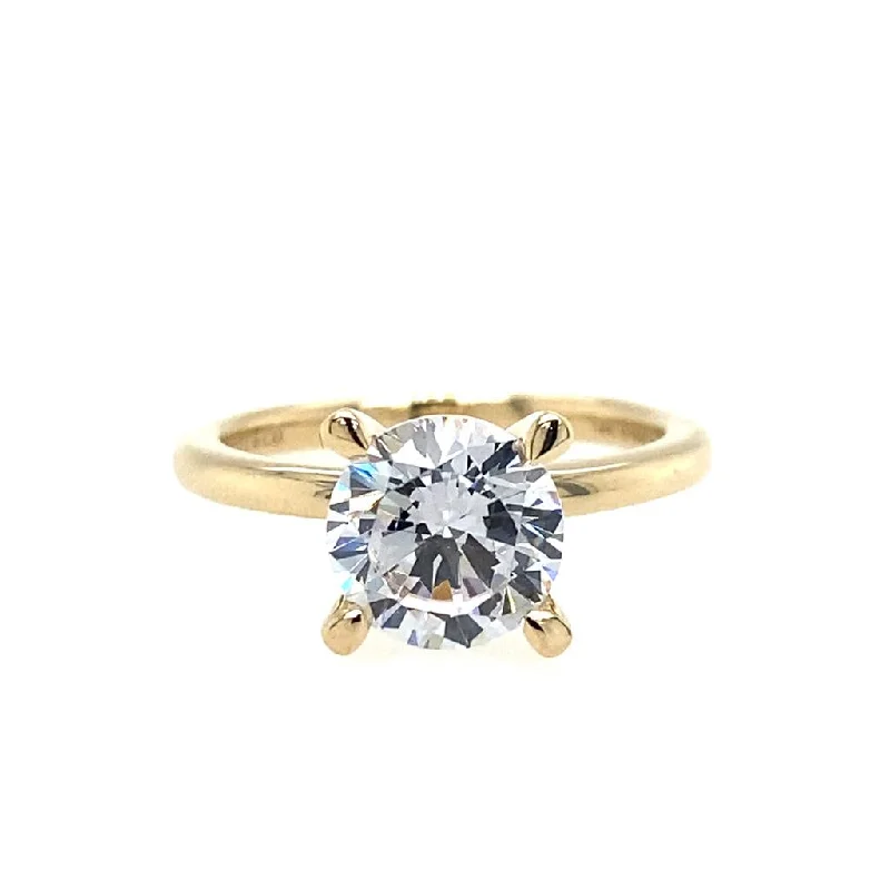 women’s engagement rings with oval cut diamonds-14K Yellow Gold 'Ali' Round Diamond Engagement Ring