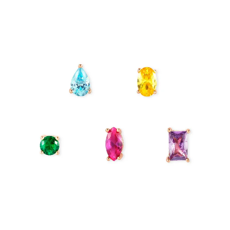 crystal drop earrings for ladies-Nomination Colour Wave Stud Earrings - Set of 5 Singles