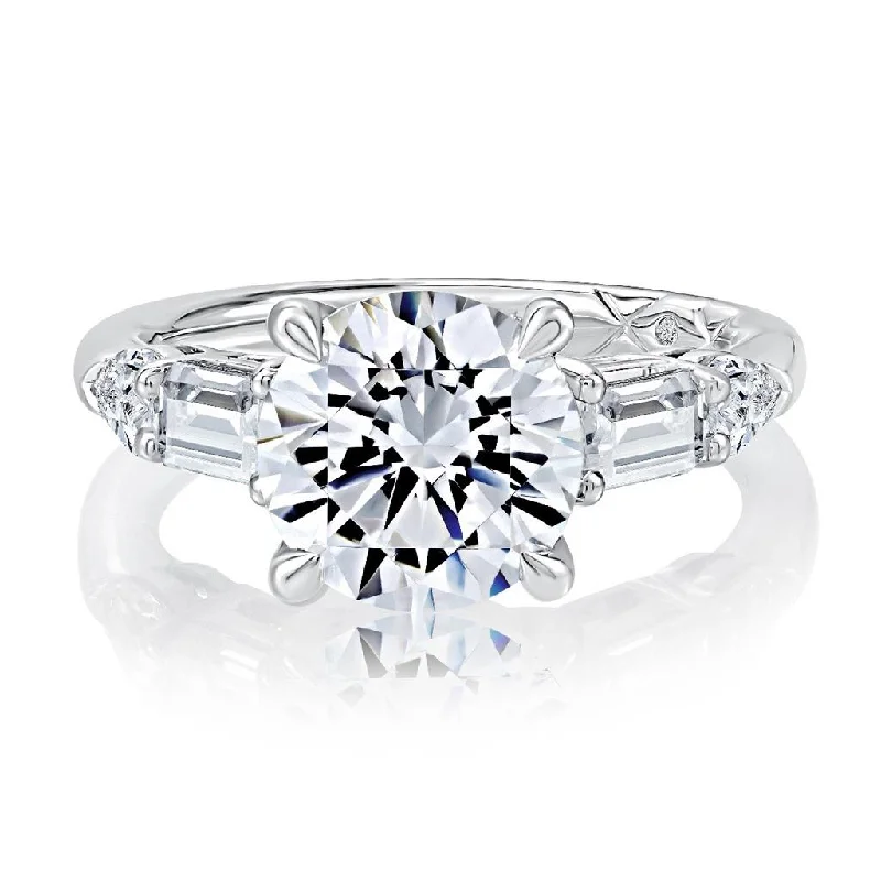 trendy engagement rings for women-14K White Gold Five Stone Diamond Engagement Ring