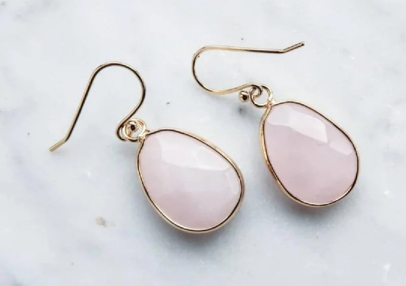 modern women’s earrings-Love Rose Quartz Earrings