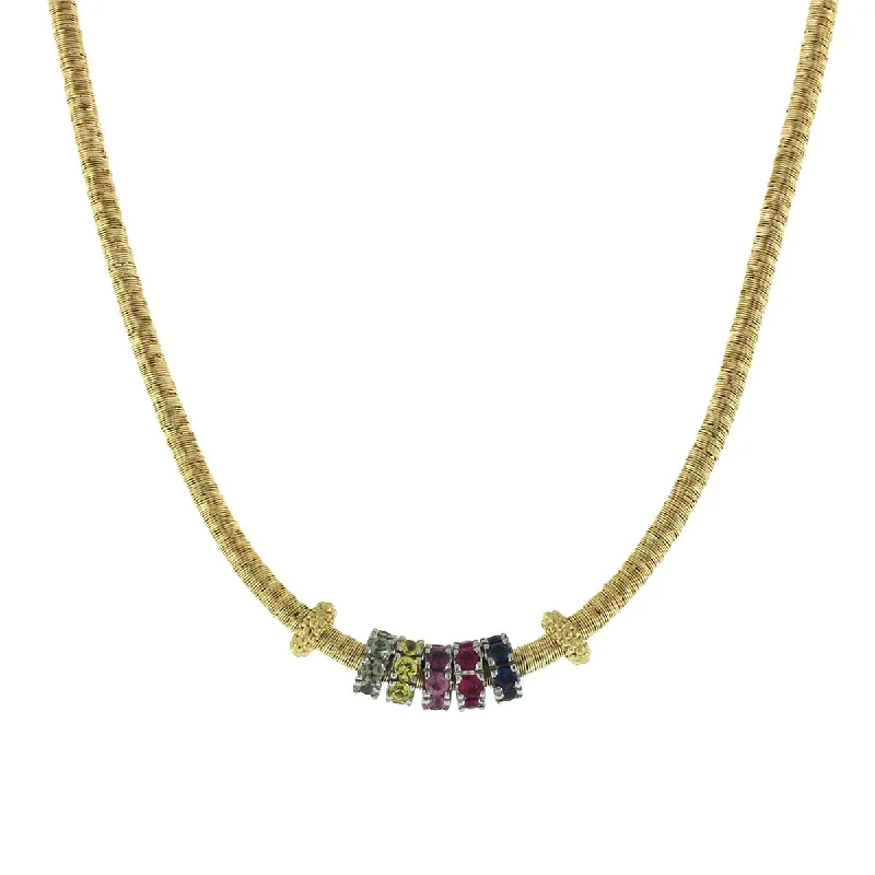 women’s fashion crystal necklaces-Goa Multicolored Sapphire Necklace