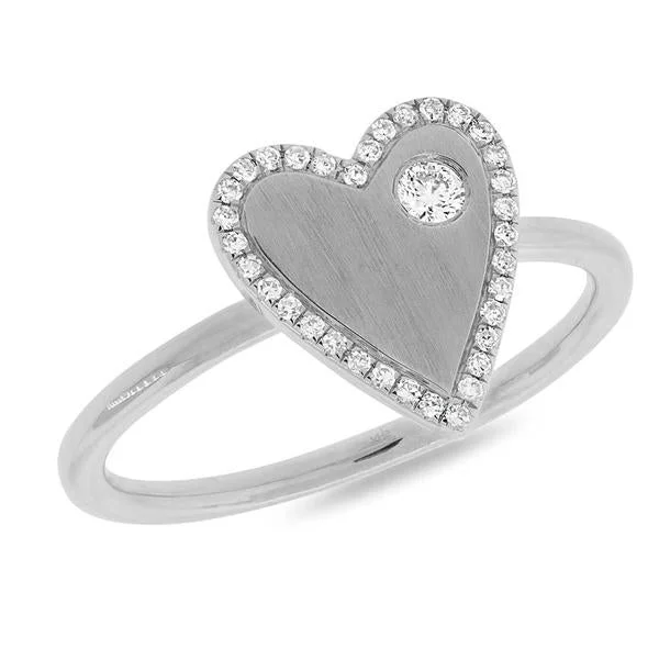 ladies cocktail rings-14K White Gold Diamond Heart Ring