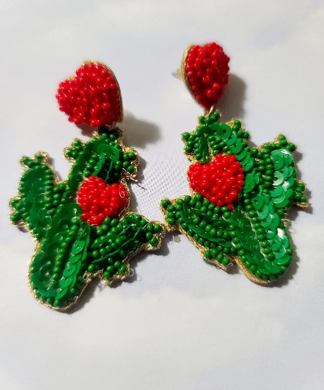 diamond ladies earrings-Nopal Corazon Earrings