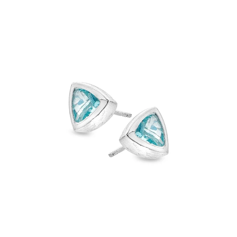 diamond stud earrings for women-Sea Gems Sterling Silver Water Elements Stud Earrings