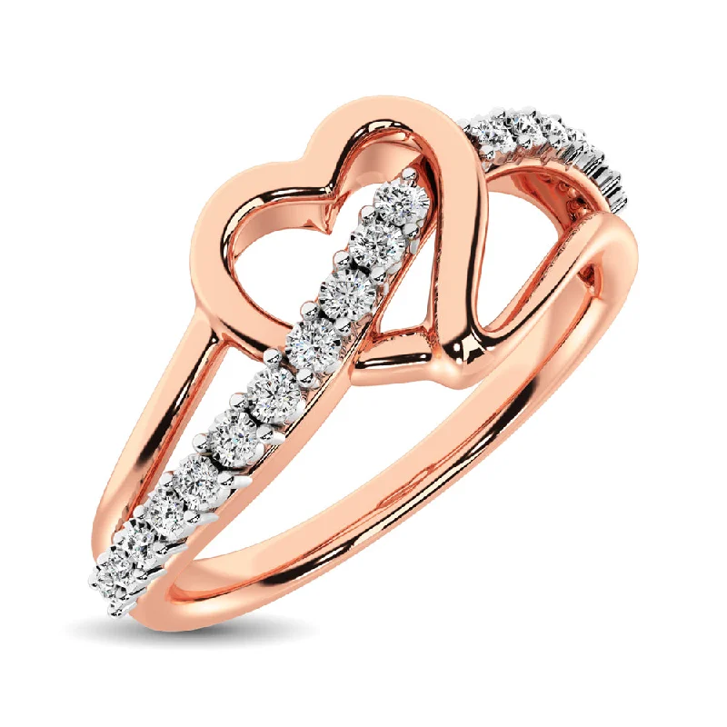 round cut ladies rings-10K Rose Gold 1/20 Ct.Tw. Diamond Heart Ring