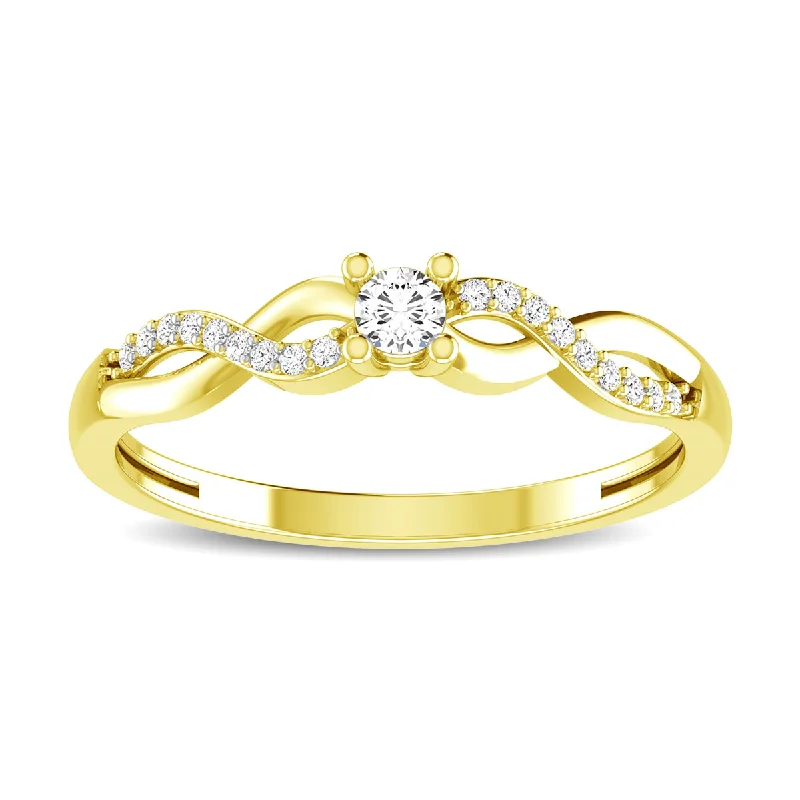 ladies cocktail rings-10K Yellow Gold 1/6 Ct.Tw. Diamond Twist Ring