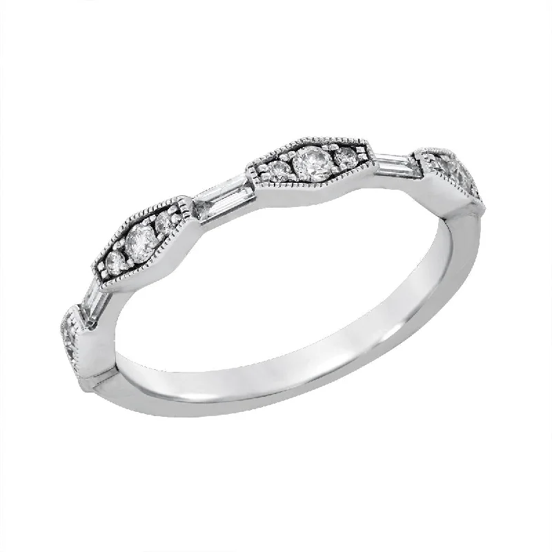 women’s wedding rings-WHITE GOLD GEOMETRIC STACKING RING WITH DIAMONDS, .28 CT TW