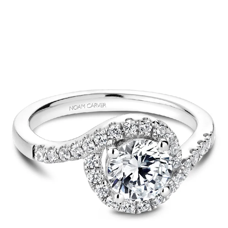 women’s custom engagement rings with diamonds-Noam Carver Curved Halo Diamond Engagement Ring B186-01A