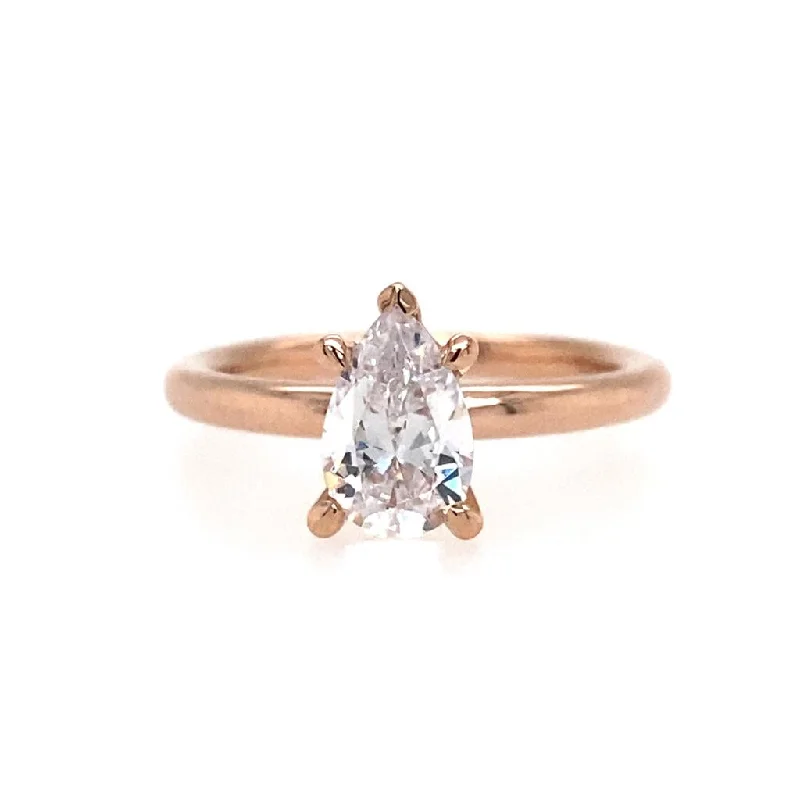 women’s engagement rings with modern diamond shapes-14K Rose Gold 'Lark' Pear Center Solitaire Engagement Ring