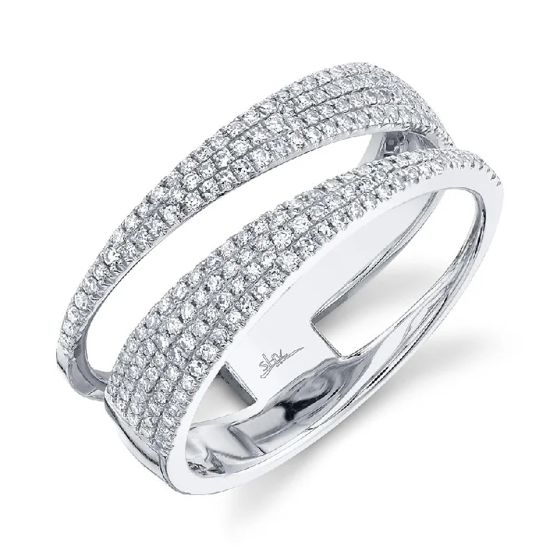 women’s stacking engagement rings-14K White Gold Diamond Pave Split Shank Ring