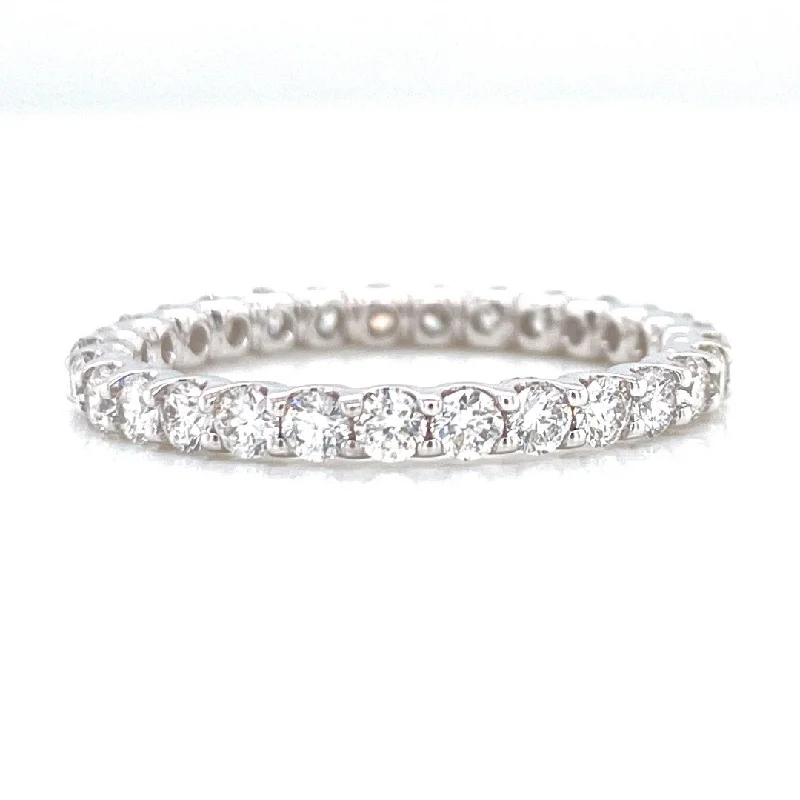 trendy ladies rings-14K White Gold 1.12ct Diamond Eternity Band