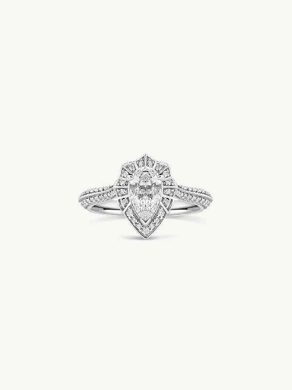 women’s engagement rings with modern diamond shapes-Atara Engagement Ring With Brilliant-Cut Pear-Shaped White Diamond In Platinum